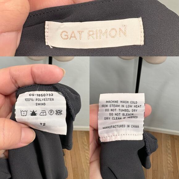 Gat Rimon Swing Dress Gray Neutral Mini PomPom Party Date Night Boho Size 4 - Picture 7 of 10